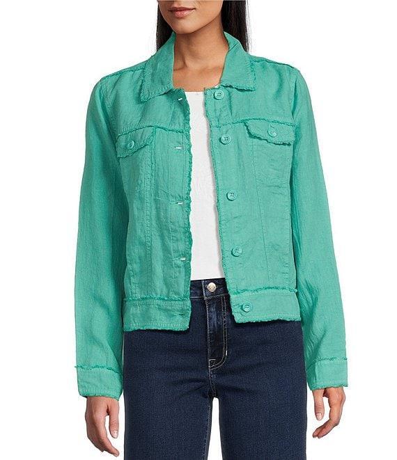 Tommy Bahama Two Palm Raw Edge Point Collar Long Sleeve Button Front Jacket Product Image