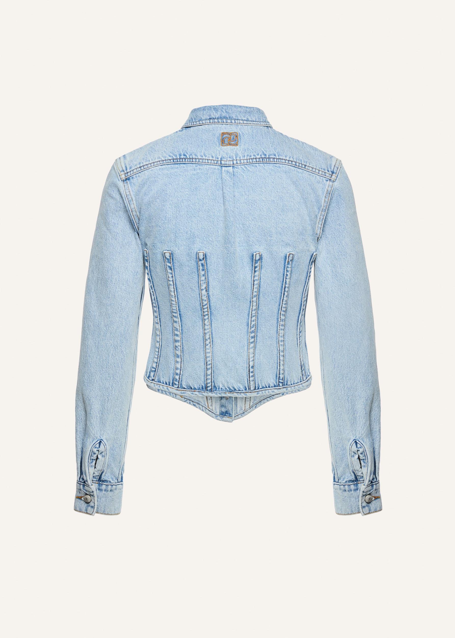 Denim corset shirt in light blue Product Image