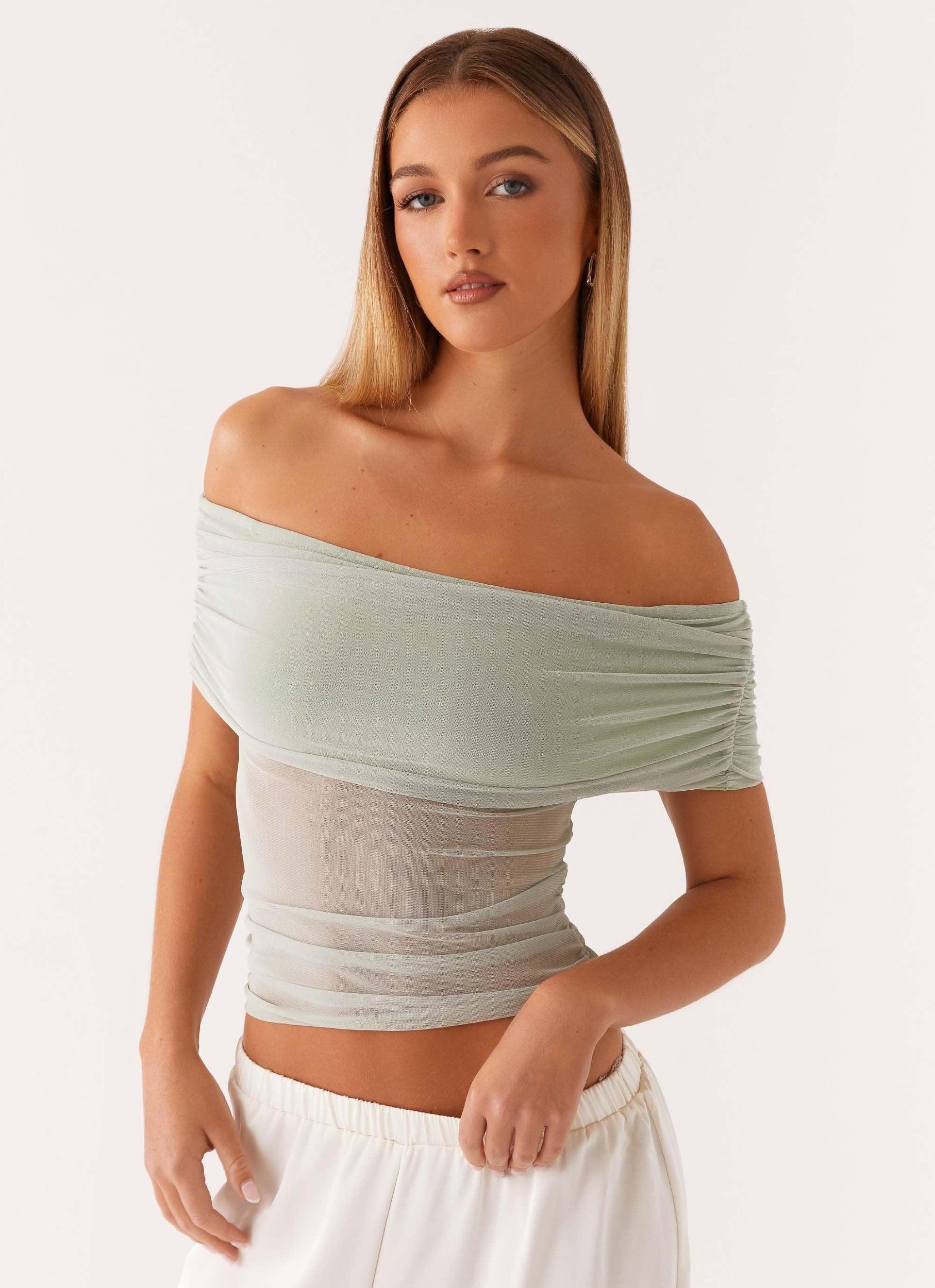 Nelly Off Shoulder Top - Pistachio Product Image