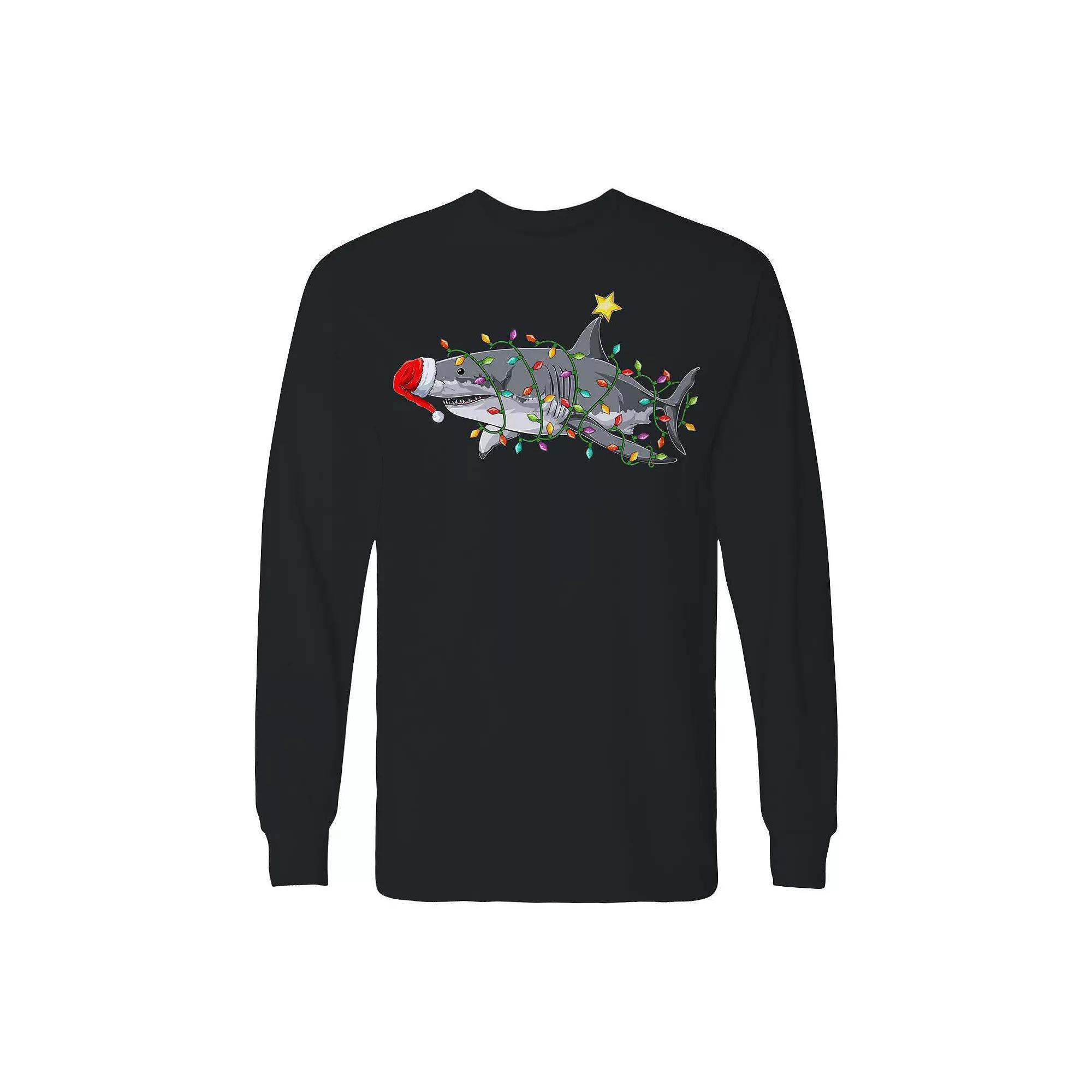 Men's Christmas Light Shark Long Sleeve Graphic Tee, Adult Unisex,  Product Image