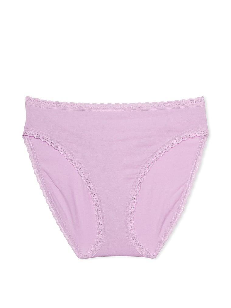 Lace-Trim Cotton High-Leg Brief Panty Product Image