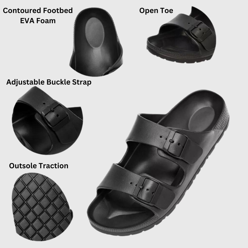 Alpine Swiss Mens Double Strap Slide Sandals EVA Flat Casual Comfortable Shoes Black 9 M US Product Image