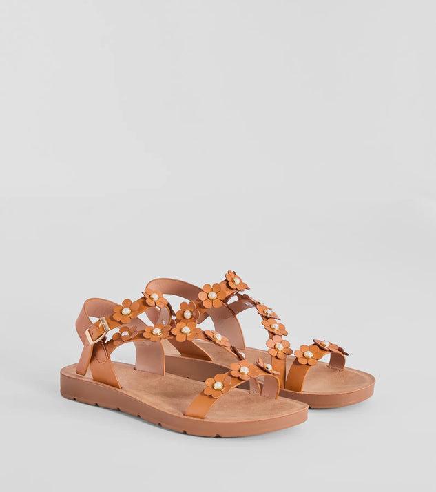 Floral Cutie Strappy Faux Leather Sandals Product Image