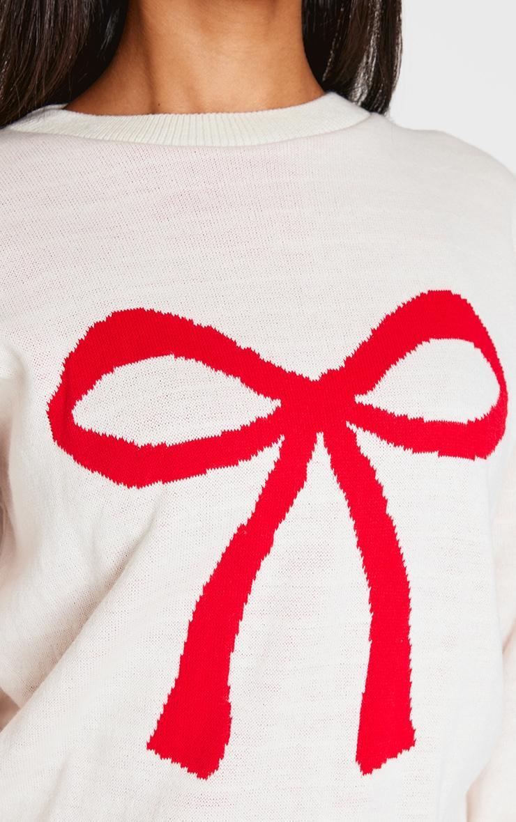 Petite White Bow Christmas Sweater Product Image