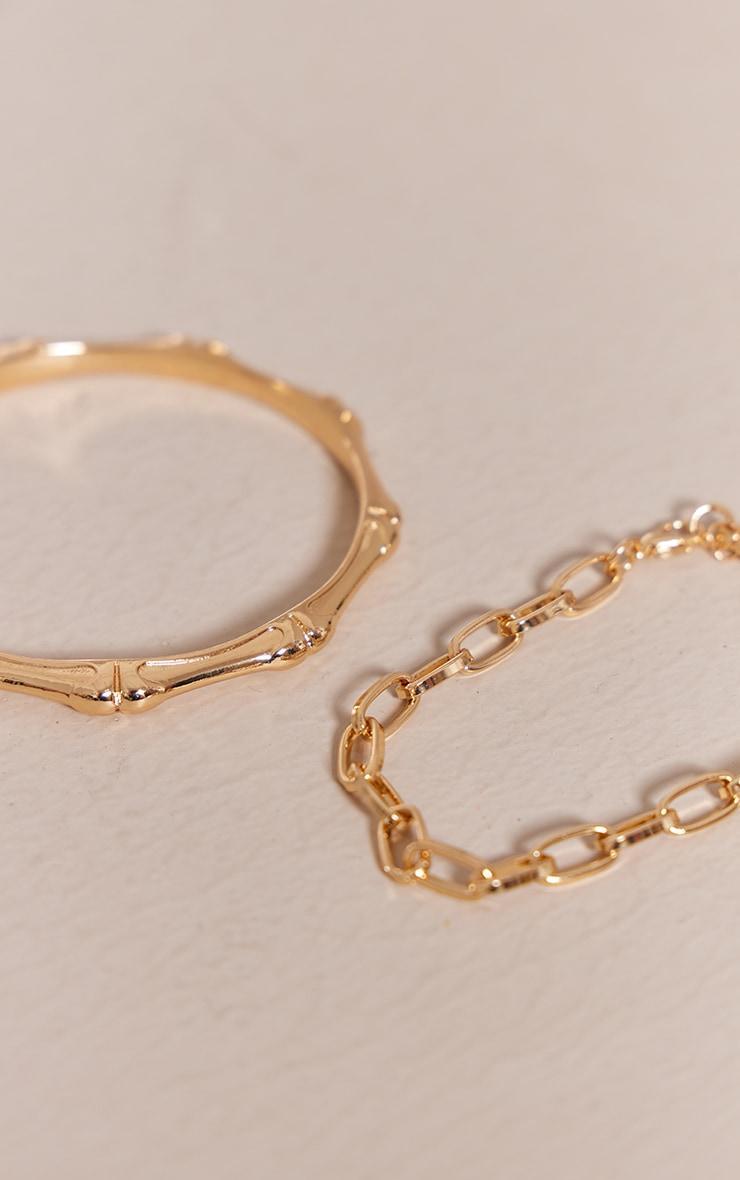 Gold Ridge Layered Chain Multipack Bangle Product Image