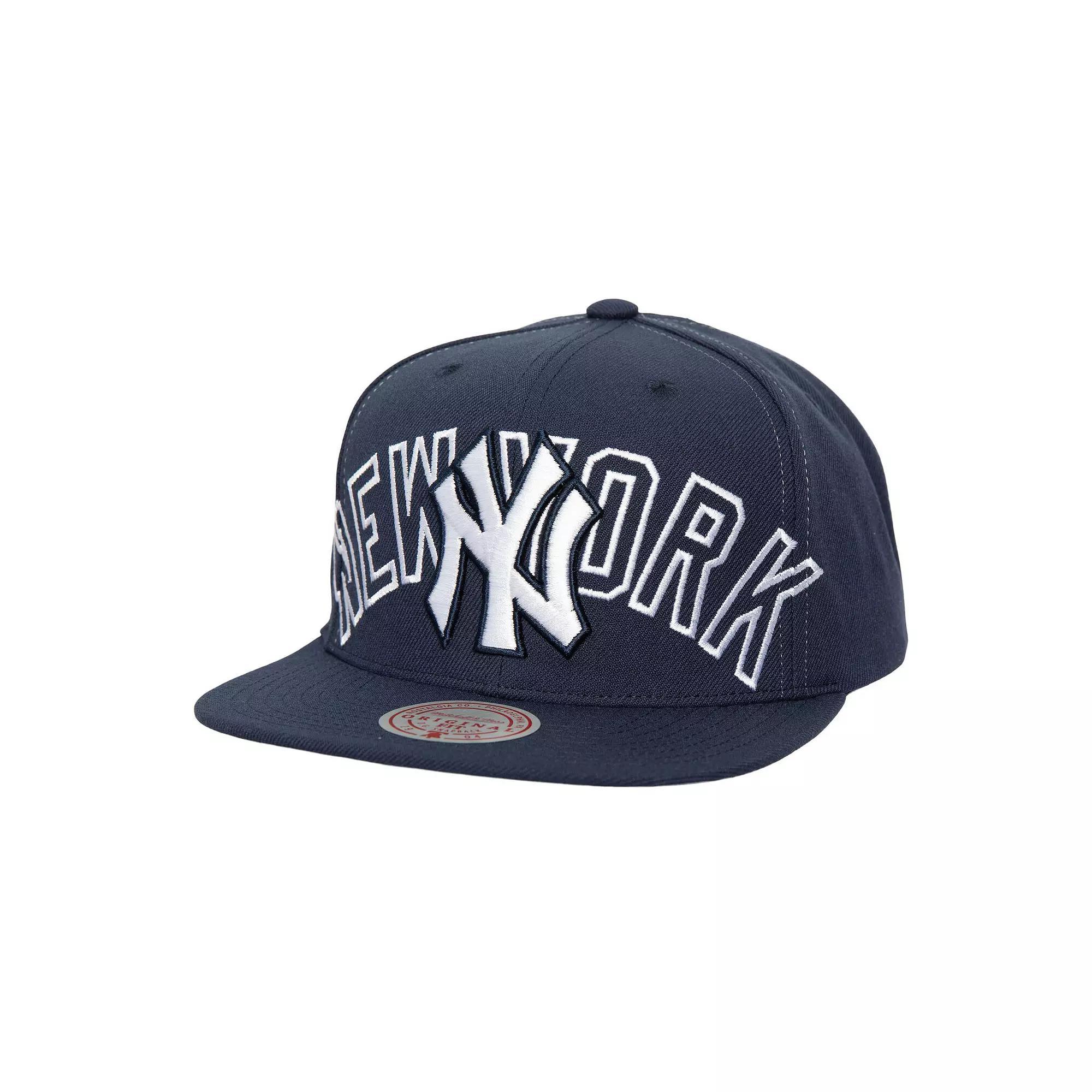 Men's Mitchell & Ness Navy New York Yankees Full Frontal Snapback Hat, Blue Product Image
