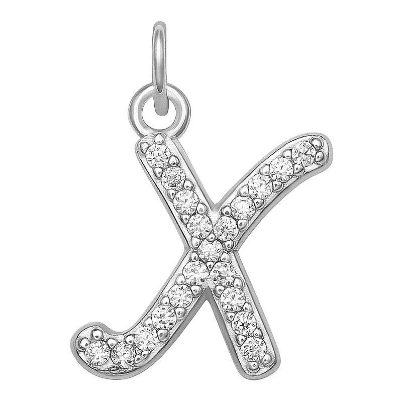 LC Lauren Conrad Sterling Silver Cubic Zirconia Initial Charm, Womens, Sterling Silver X Product Image