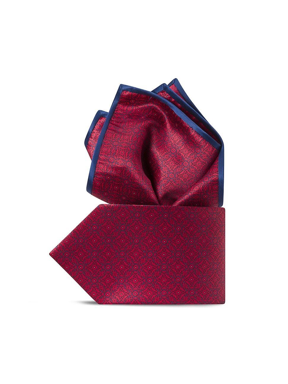 Mens Luxury Hand Printed Silk Tie Set Product Image