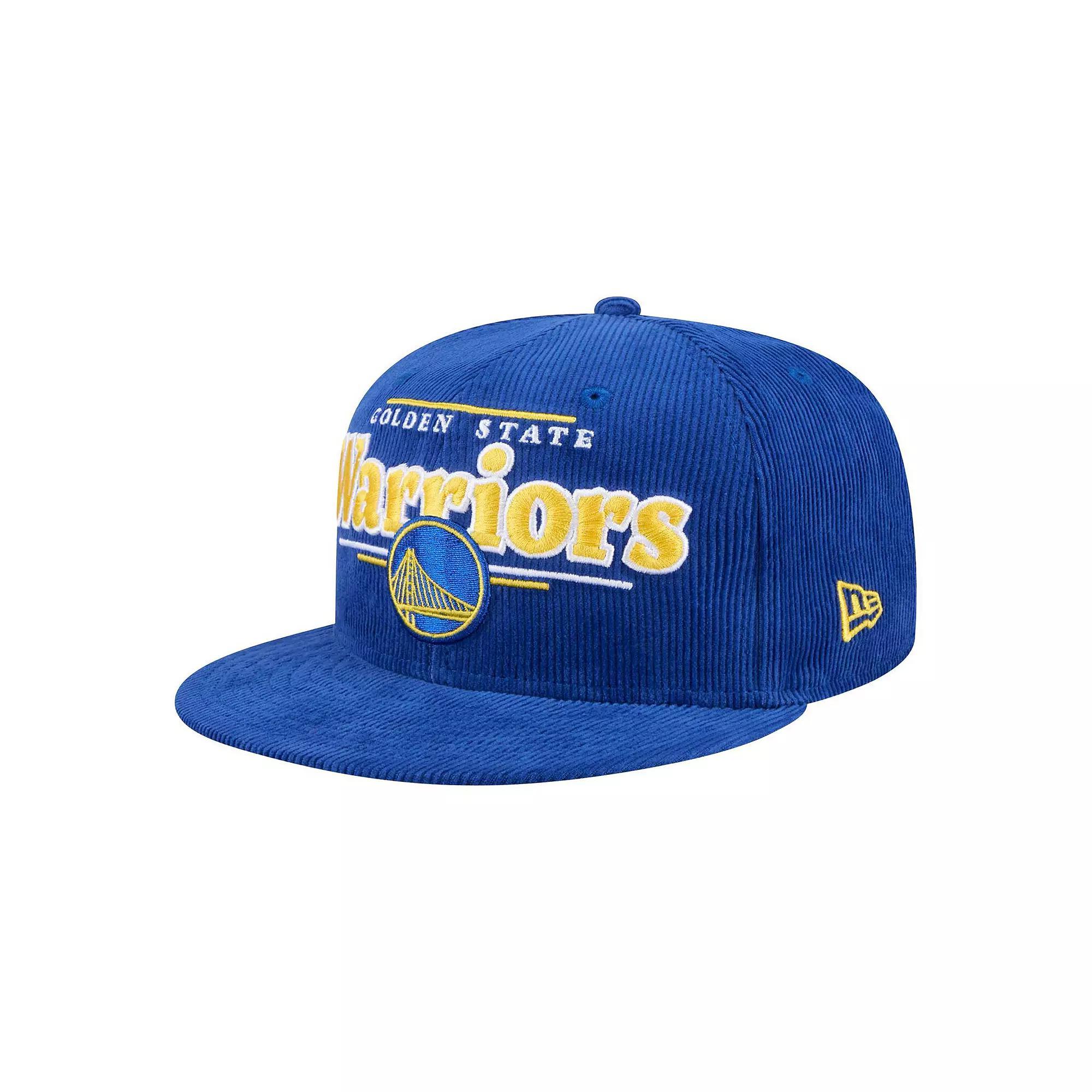 Men's New Era Royal Golden State Warriors Throwback Display Corduroy 9FIFTY Snapback Hat, Blue Product Image