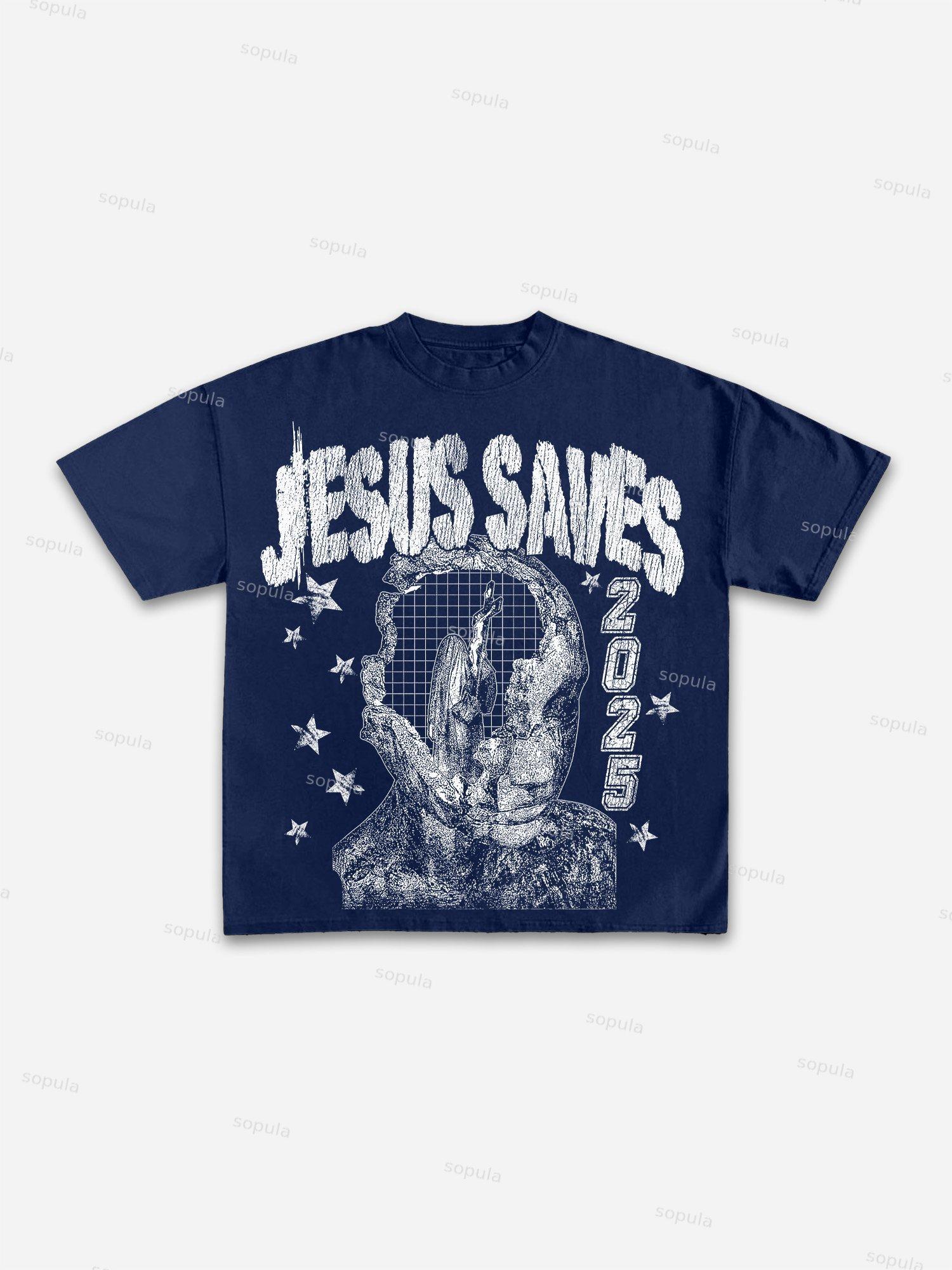 Jesus Saves Abstract Graphic Cropped T-shirt Product Image