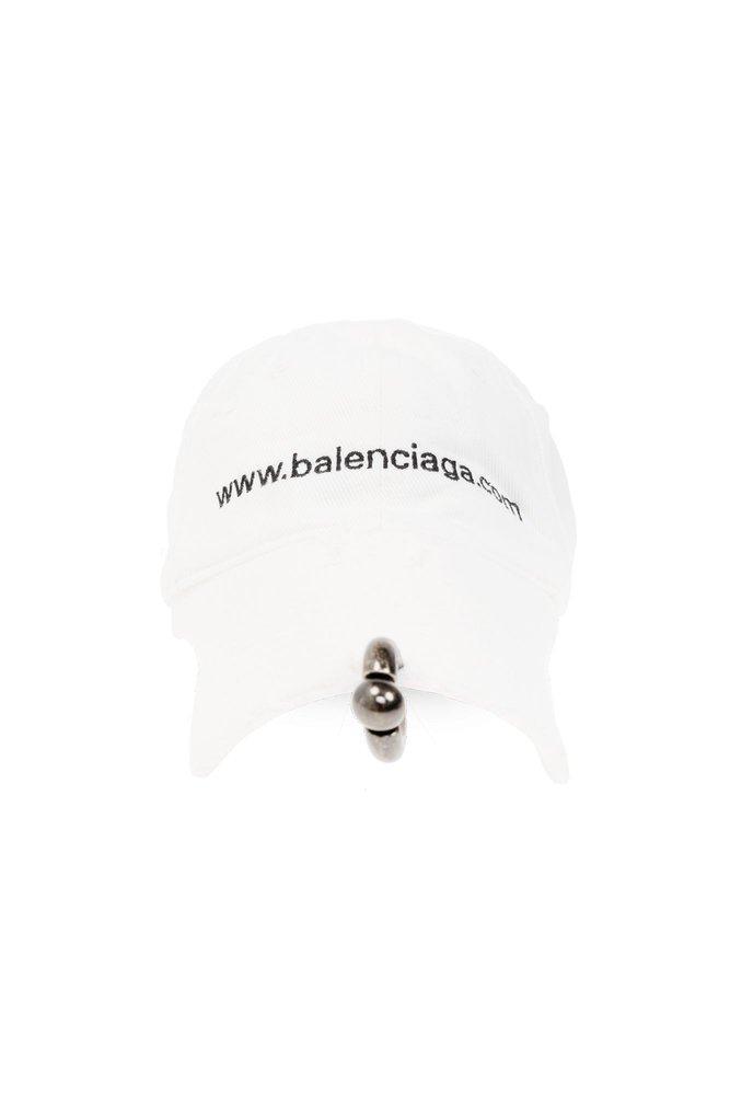 BALENCIAGA Front Piercing Faded Cap In White Product Image