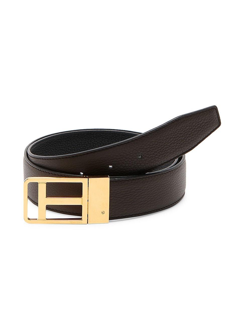 Mens Leather T Logo Belt Product Image