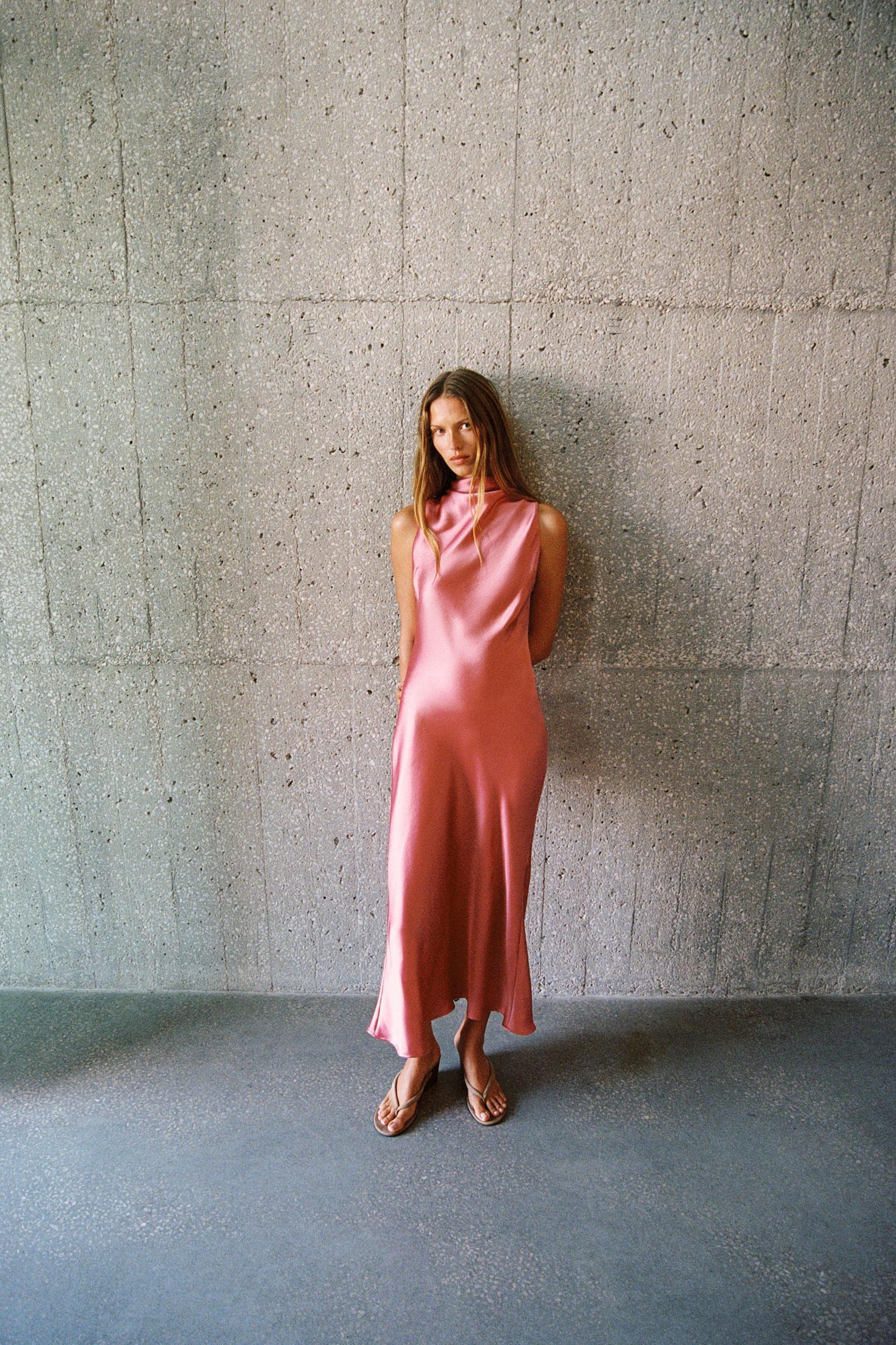 SATIN MIDI DRESS Product Image