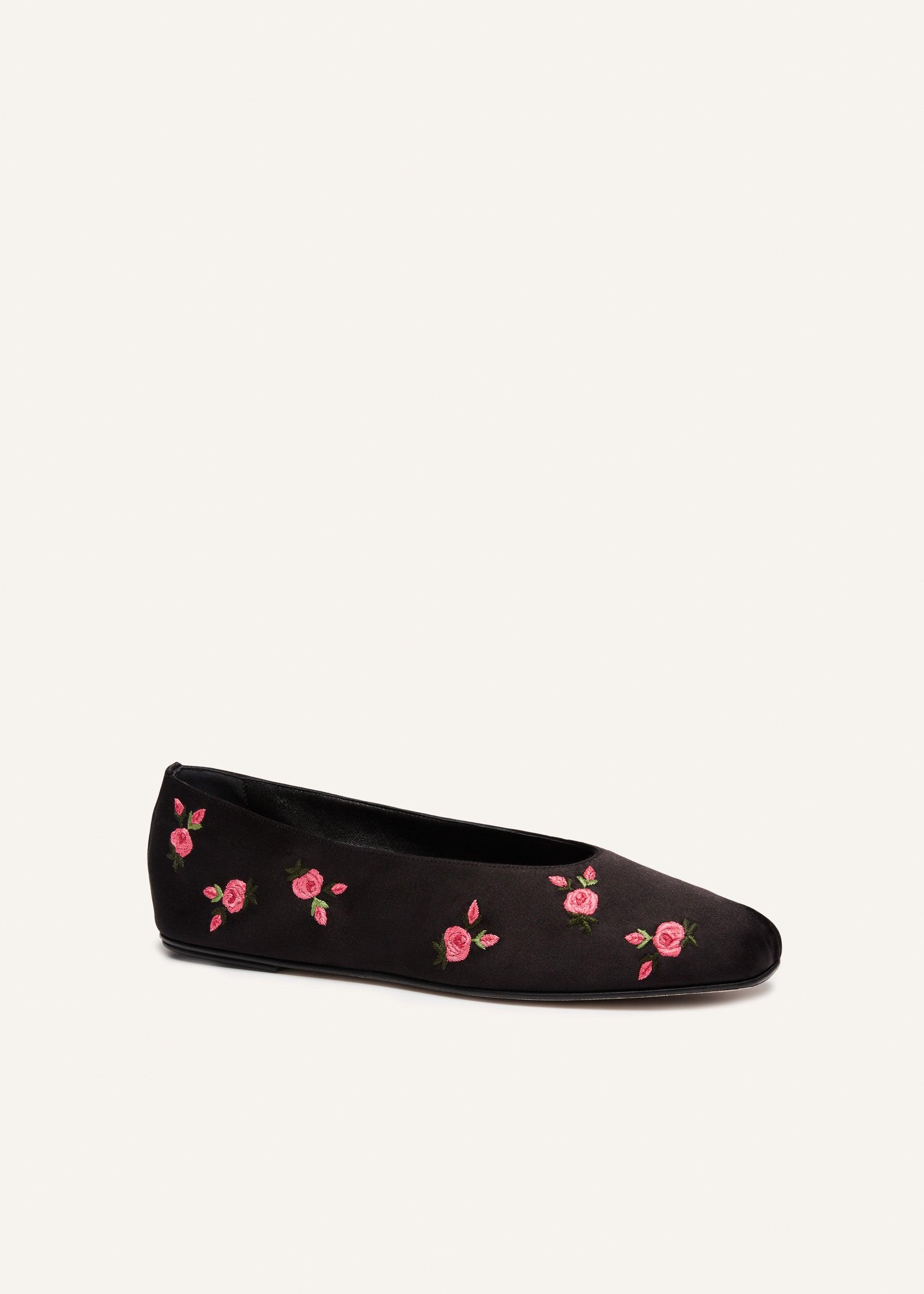 Satin ballet flats in black Product Image