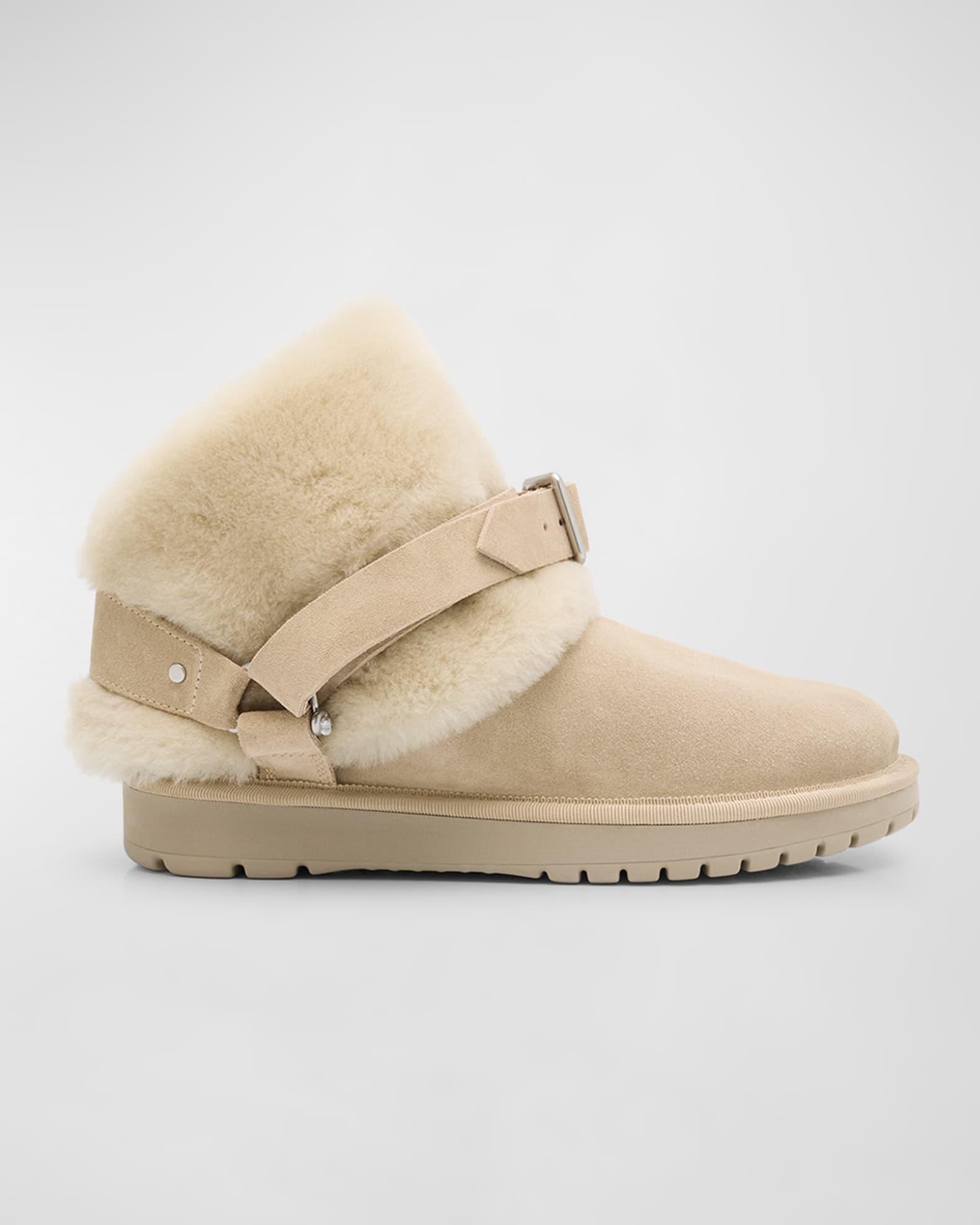 Chubby Suede Shearling Harness Booties Product Image