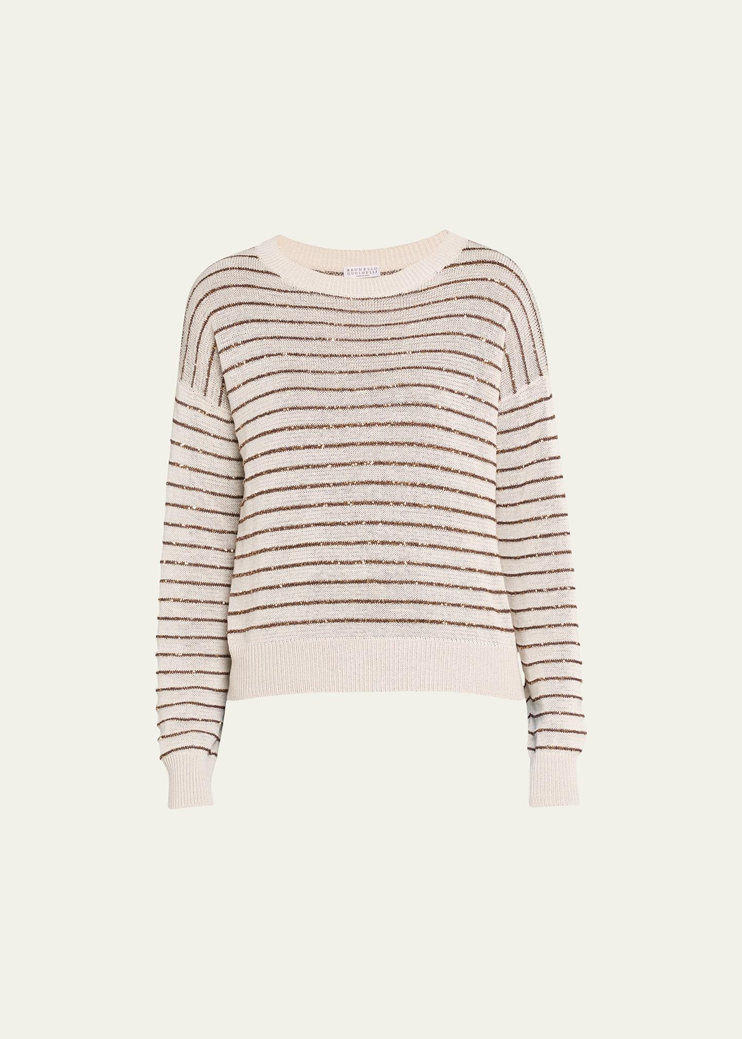 Cotton Glam Stripe Ls Crew Neck Knit Product Image