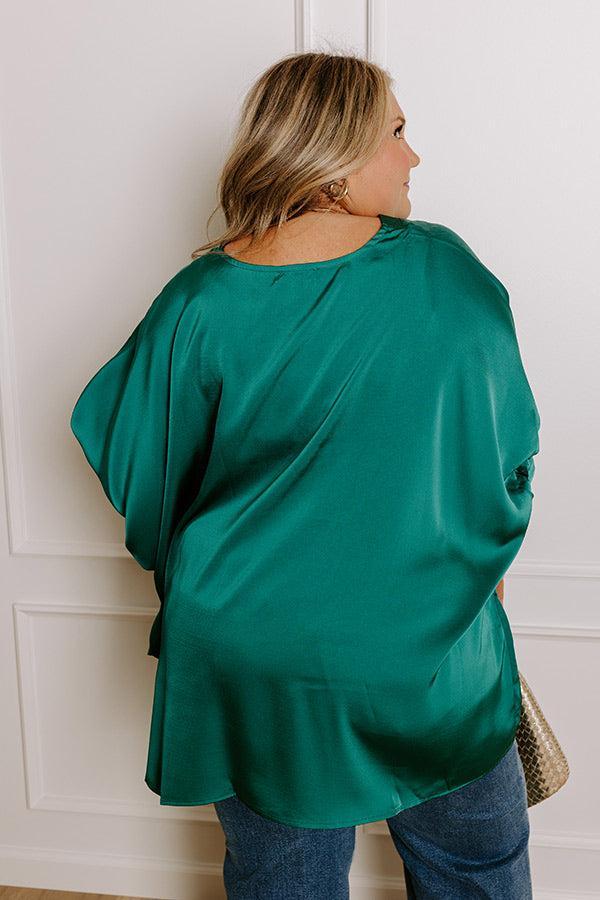Everyday Dreams Satin Shift Top in Hunter Green Curves Product Image