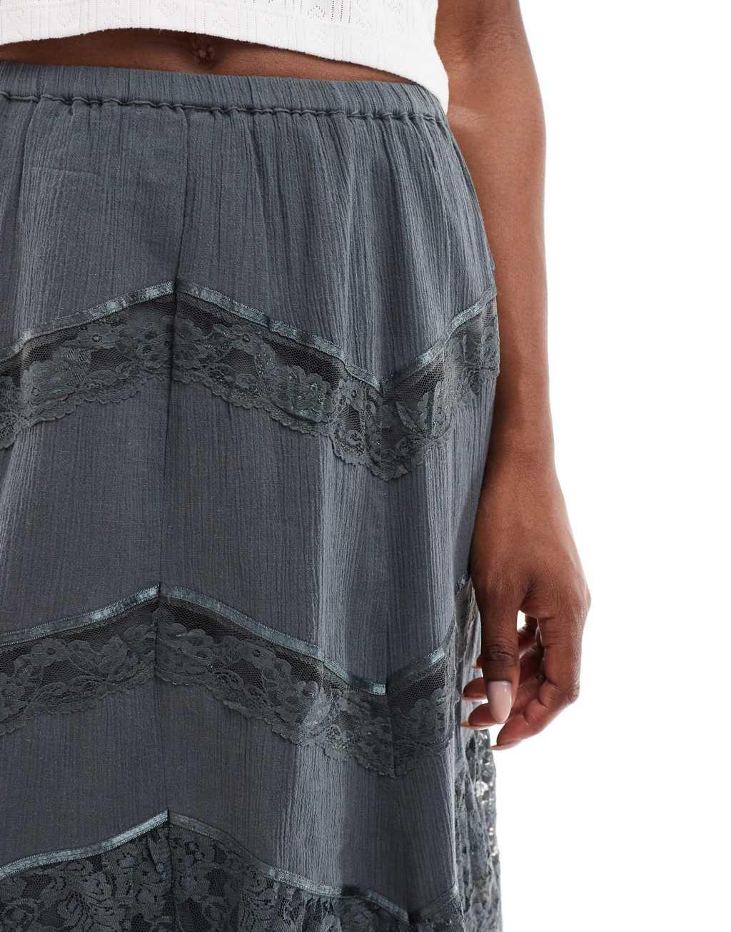 Reclaimed Vintage western skirt with lace inserts Product Image