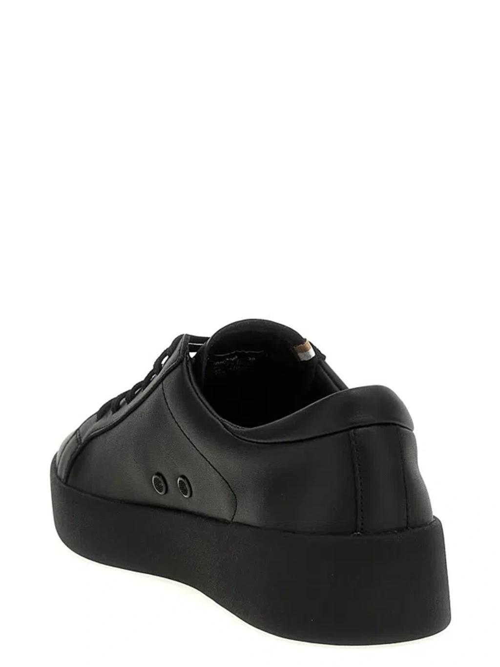 HUGO BOSS Belwar Leather Sneakers With Laces In Black Product Image