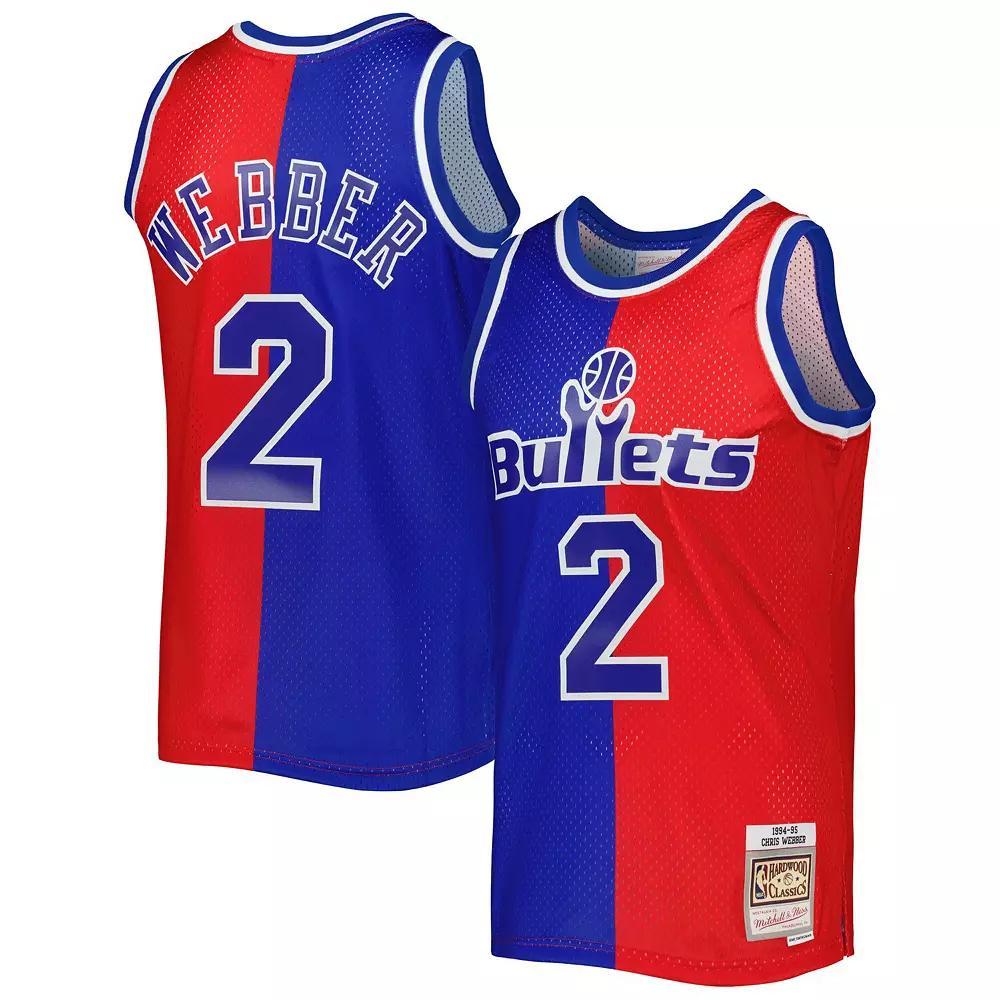 Men's Mitchell & Ness Chris Webber Blue/Red Washington Bullets Hardwood Classics 1994-95 Split Swingman Jersey, Size: Medium, Nba Blue Product Image