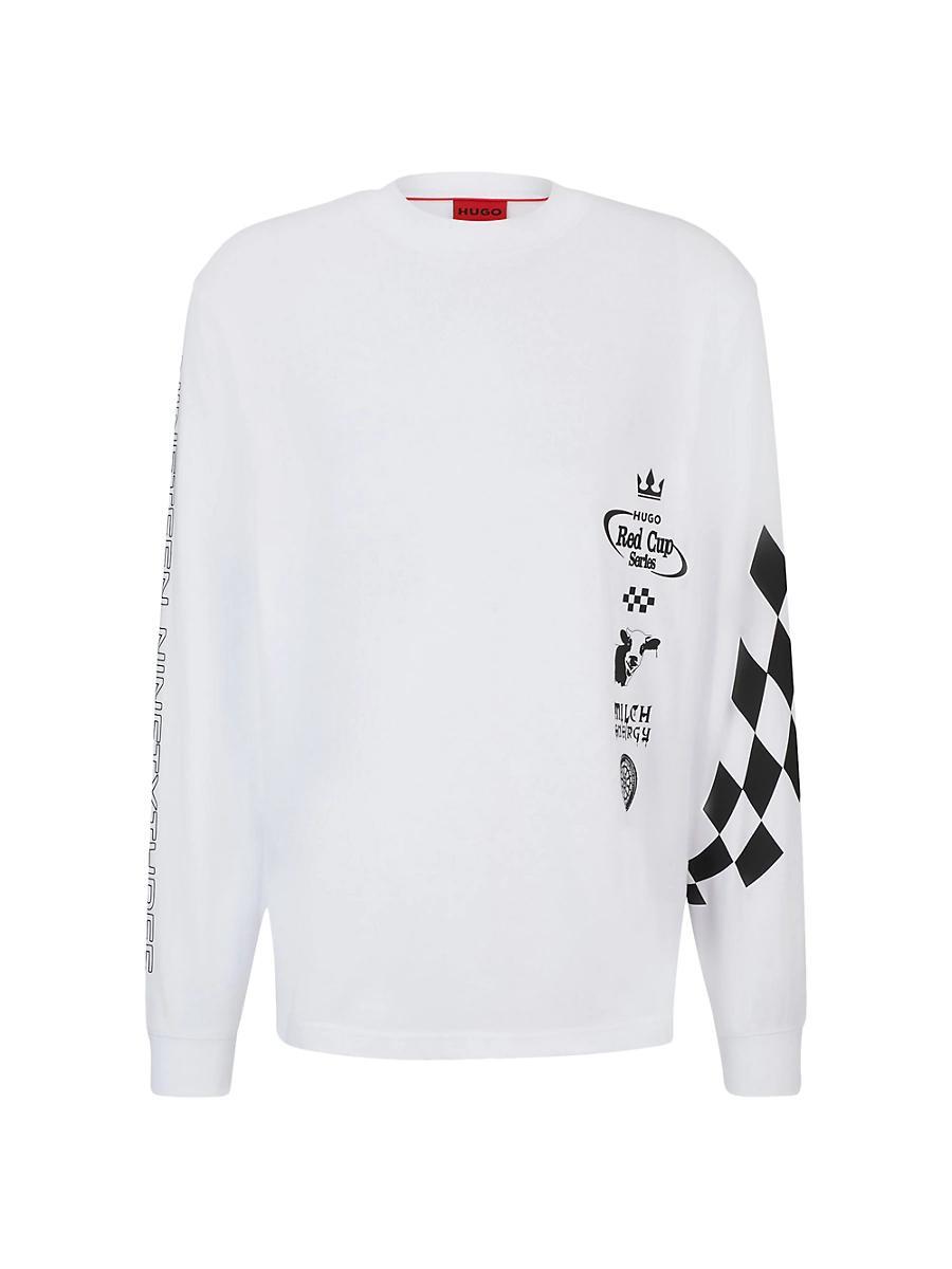 Mens Cotton-Jersey T-Shirt with Racing-inspired Prints Product Image