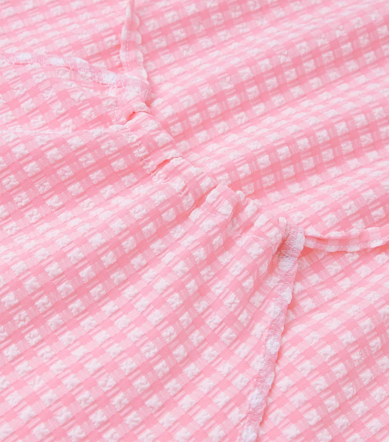 Gingham Seersucker Mini Dress - Milkshake Gingham Product Image