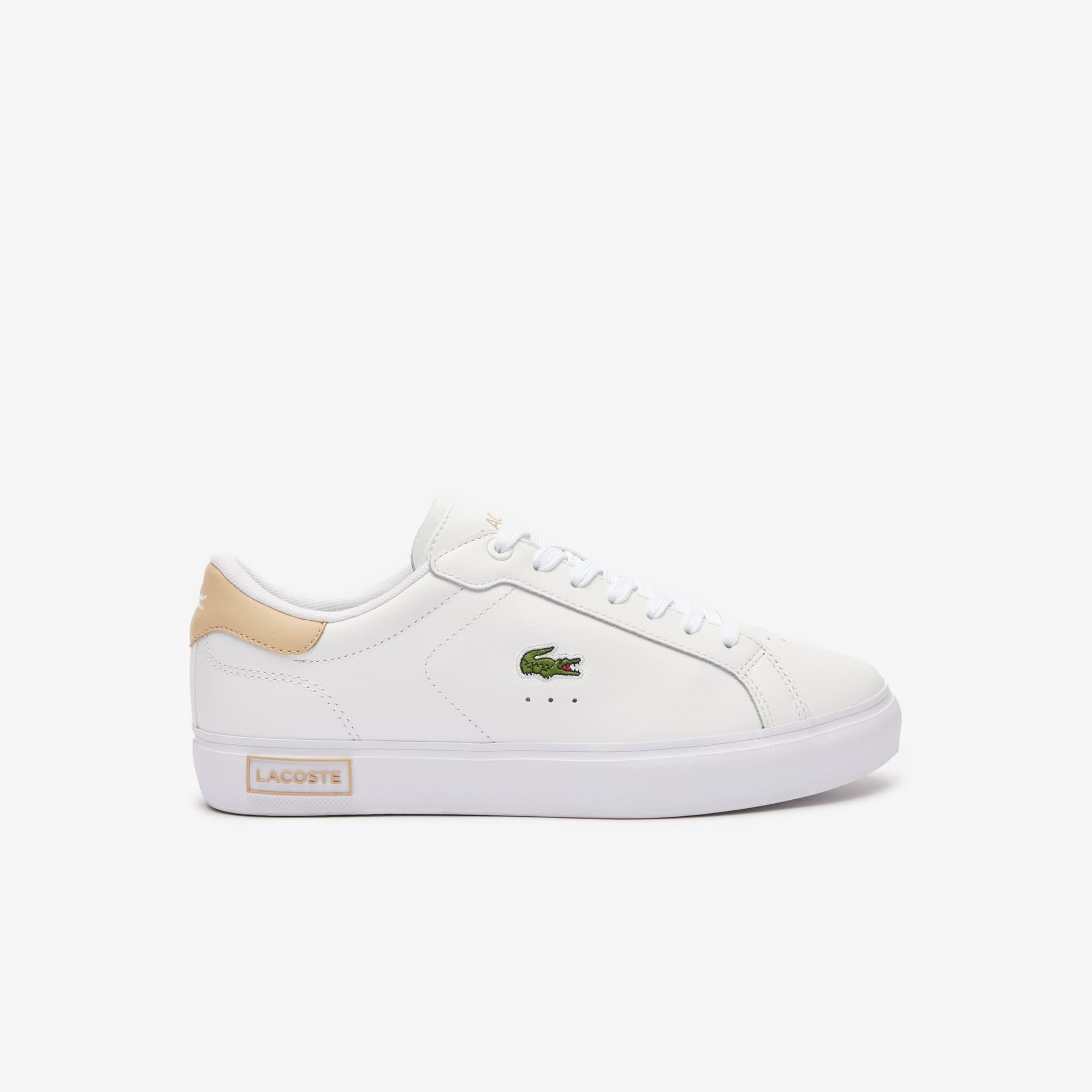 Women's Powercourt Logo Tongue Leather Sneakers Product Image