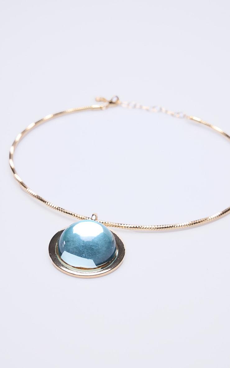 Gold Ribbed Oversized Gem Stone Choker Product Image