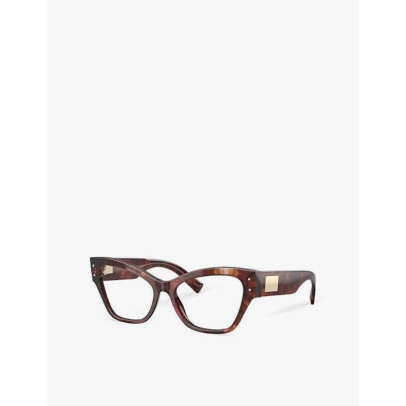 DOLCE & GABBANA Womens Red Dg3404 Irregular-frame Tortoiseshell Optical Glasses Product Image