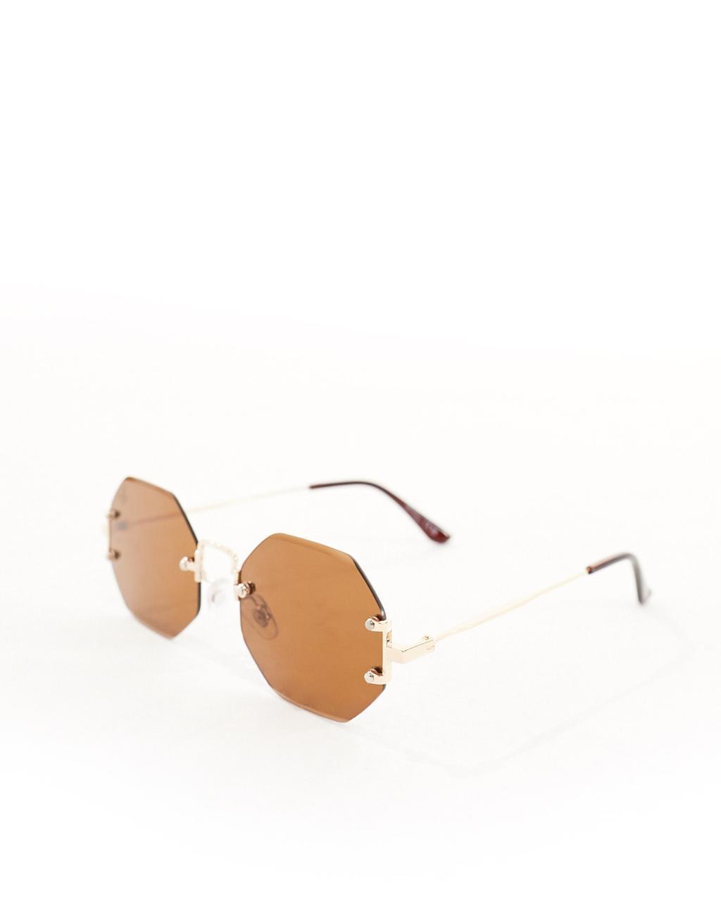 Jeepers Peepers hexagonal sunglasses in brown Product Image