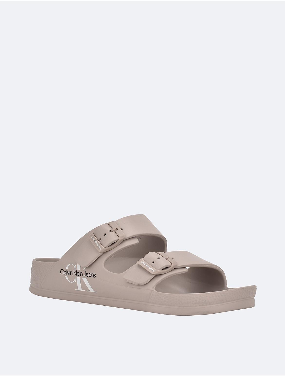 Calvin Klein Mens Mens Zion Double Strap Slide Sandal - White - 12 Product Image