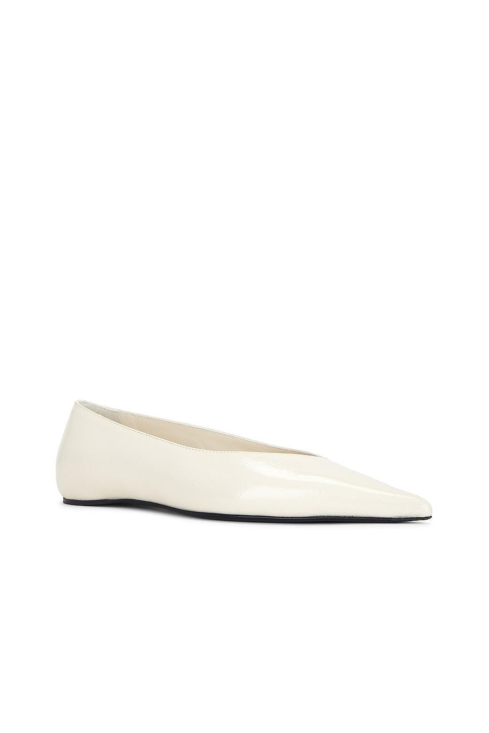 Toteme Asymmetric Ballerina Flat in Snow - White. Size 38 (also in ). Product Image