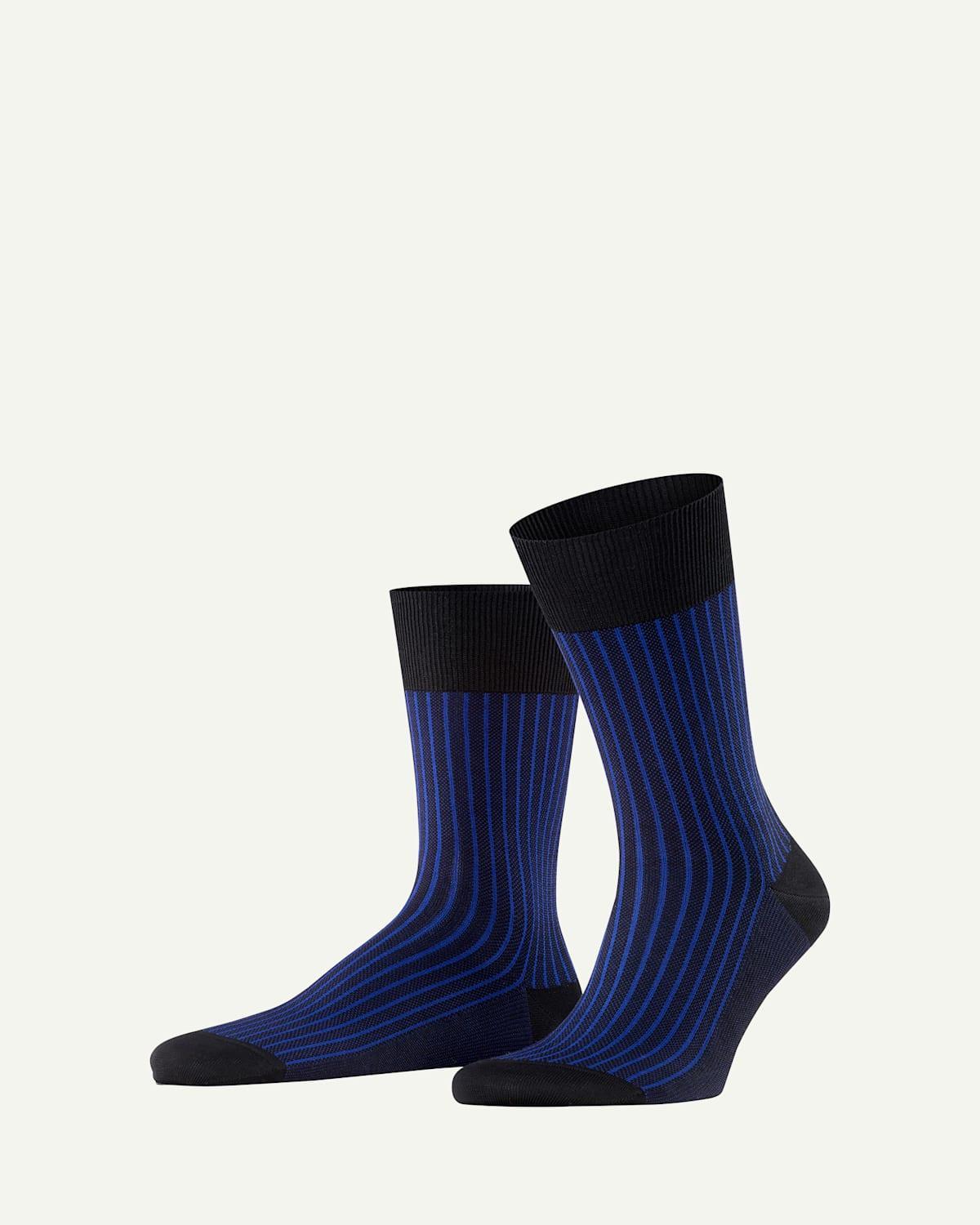 Mens Cotton Stripe Mid-Calf Socks Product Image