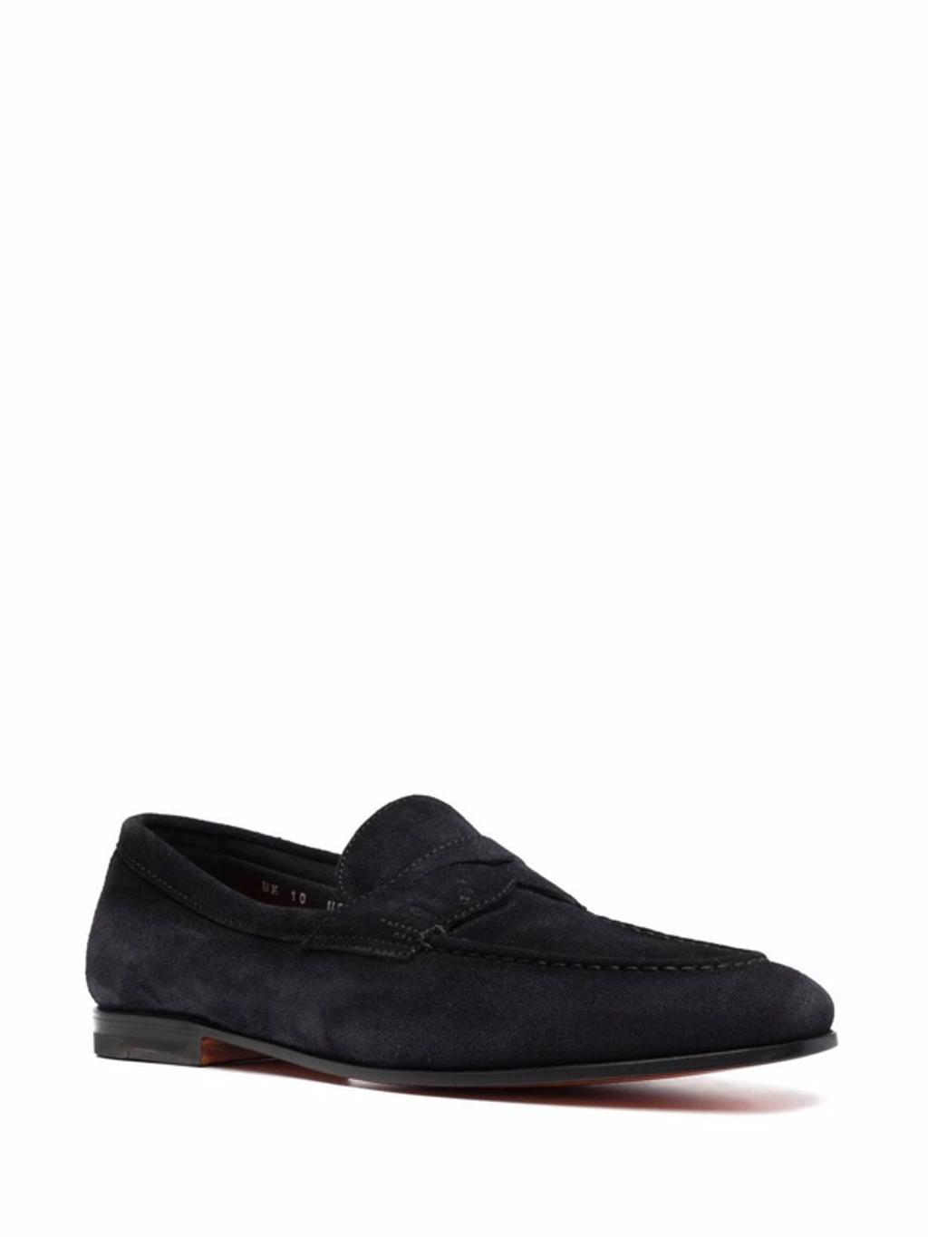 SANTONI Stitched Slip On Loafers In Black Product Image