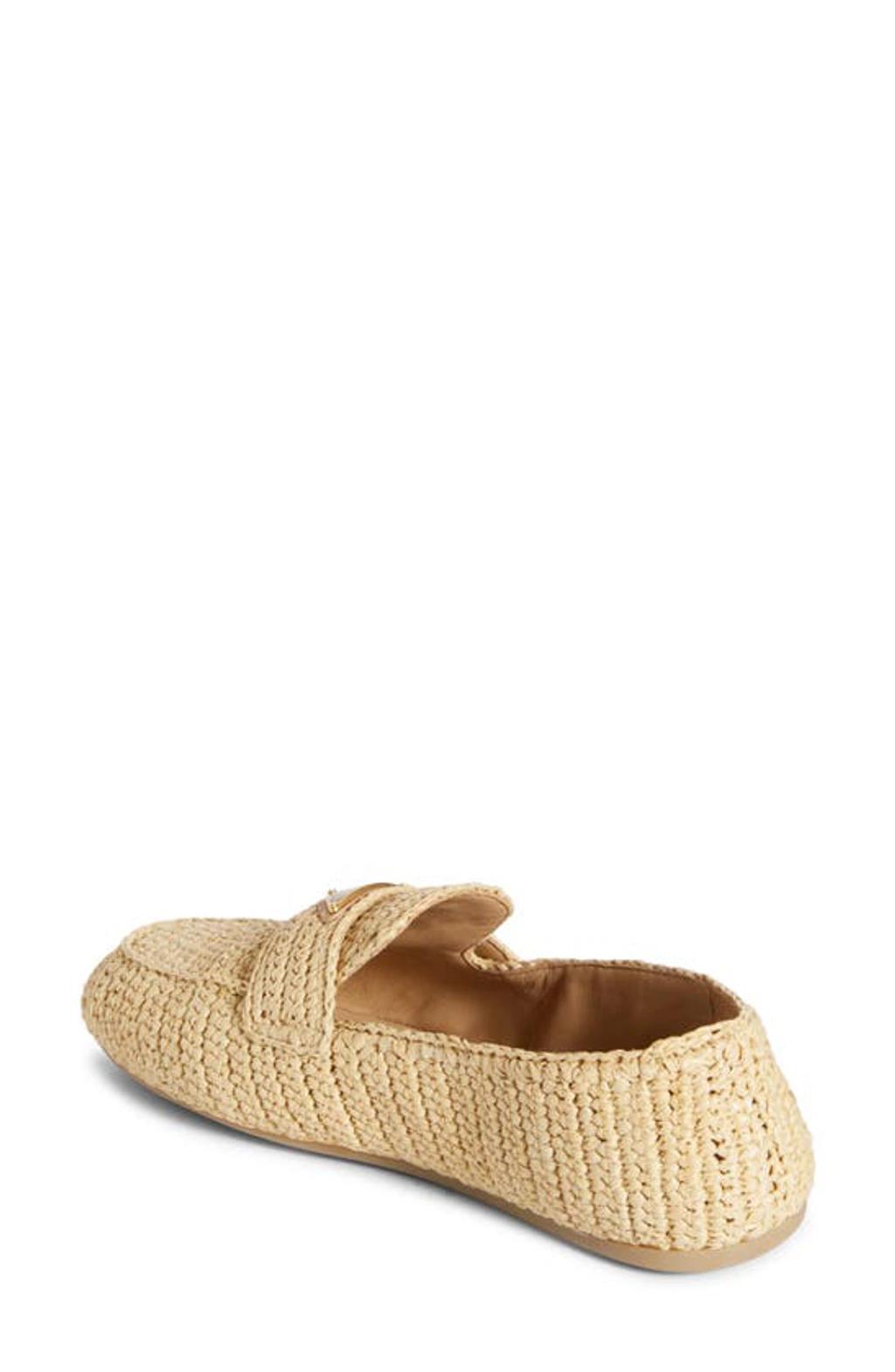 PRADA Raffia Slip-on Loafers In Beige Khaki Product Image