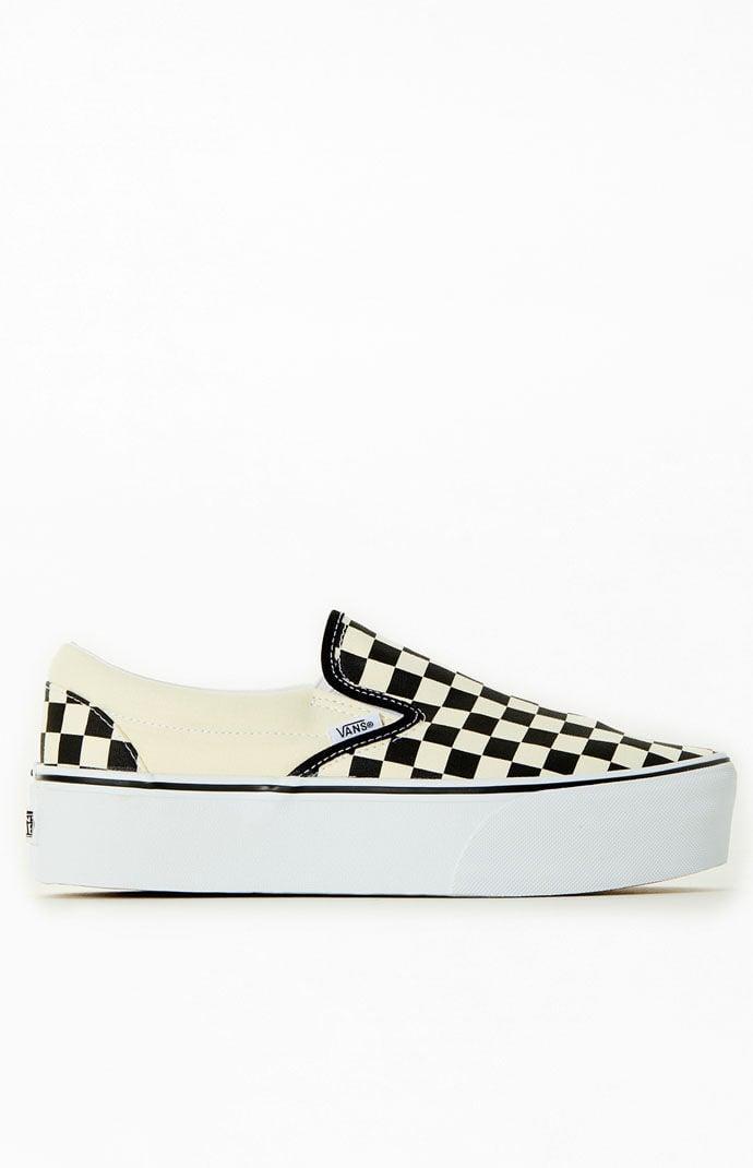 Vans Black & White Slip-On Platform Sneakers in Black/White - Product Image