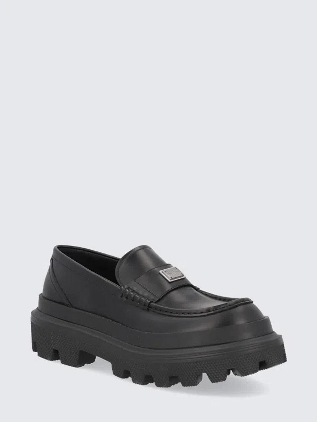 Leather Penny Loafers In Black Product Image