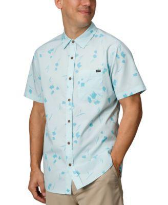 Reef Mens Colton Short Sleeve Button-Front Perforated Printed Shirt Product Image