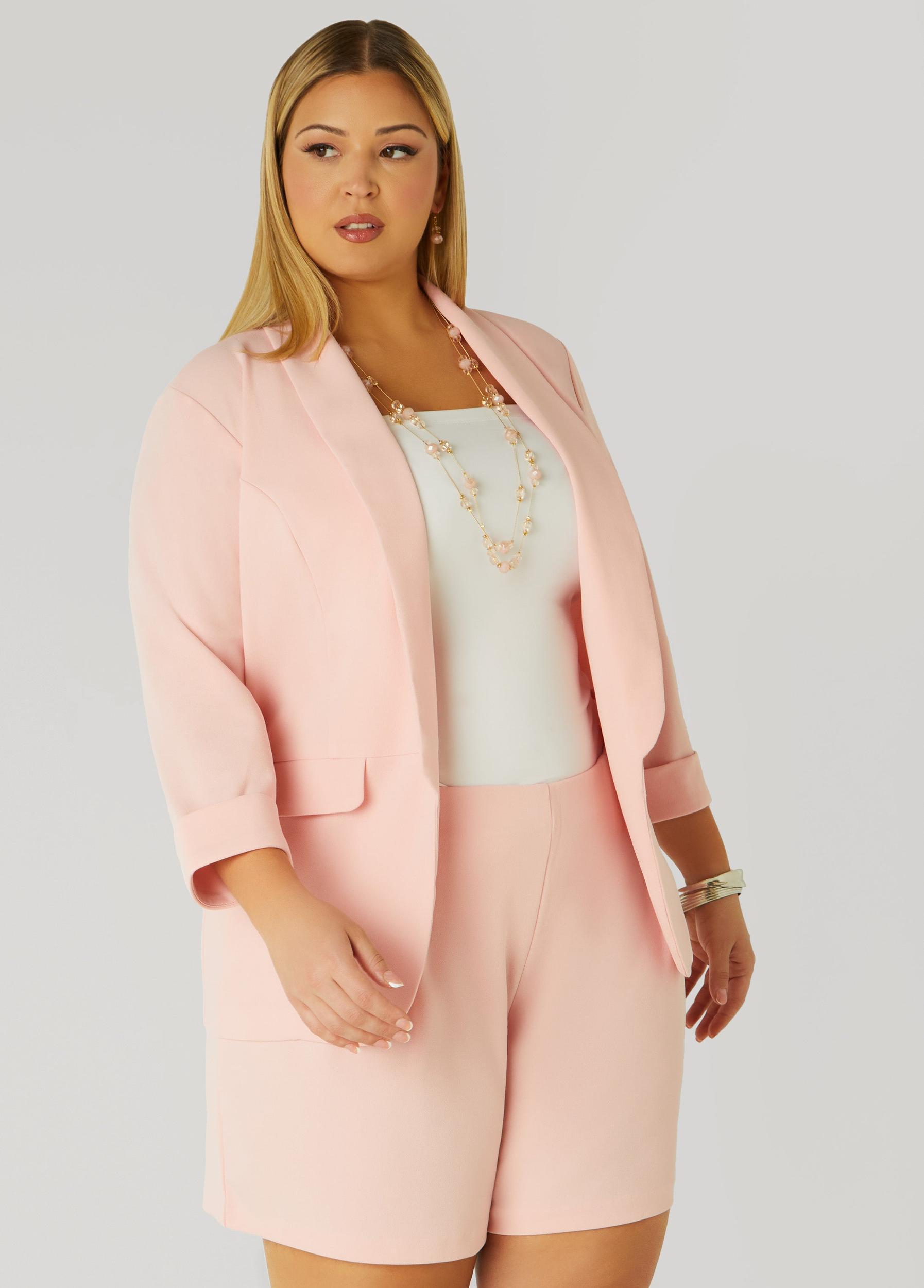 Cuffed Open Front Blazer Product Image