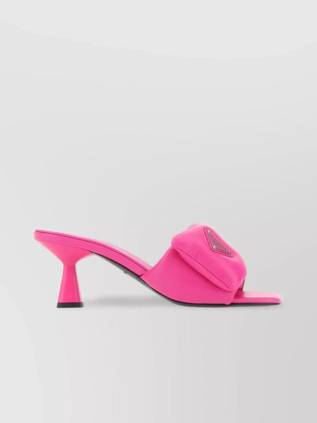 PRADA Distinctive Squared Toe Heeled Mules In Pink Product Image