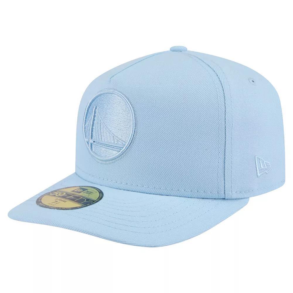 Men's New Era  Light Blue Golden State Warriors Colorpack A-Frame Pinch Front 59FIFTY Fitted Hat, Size: 7 7/8 Product Image