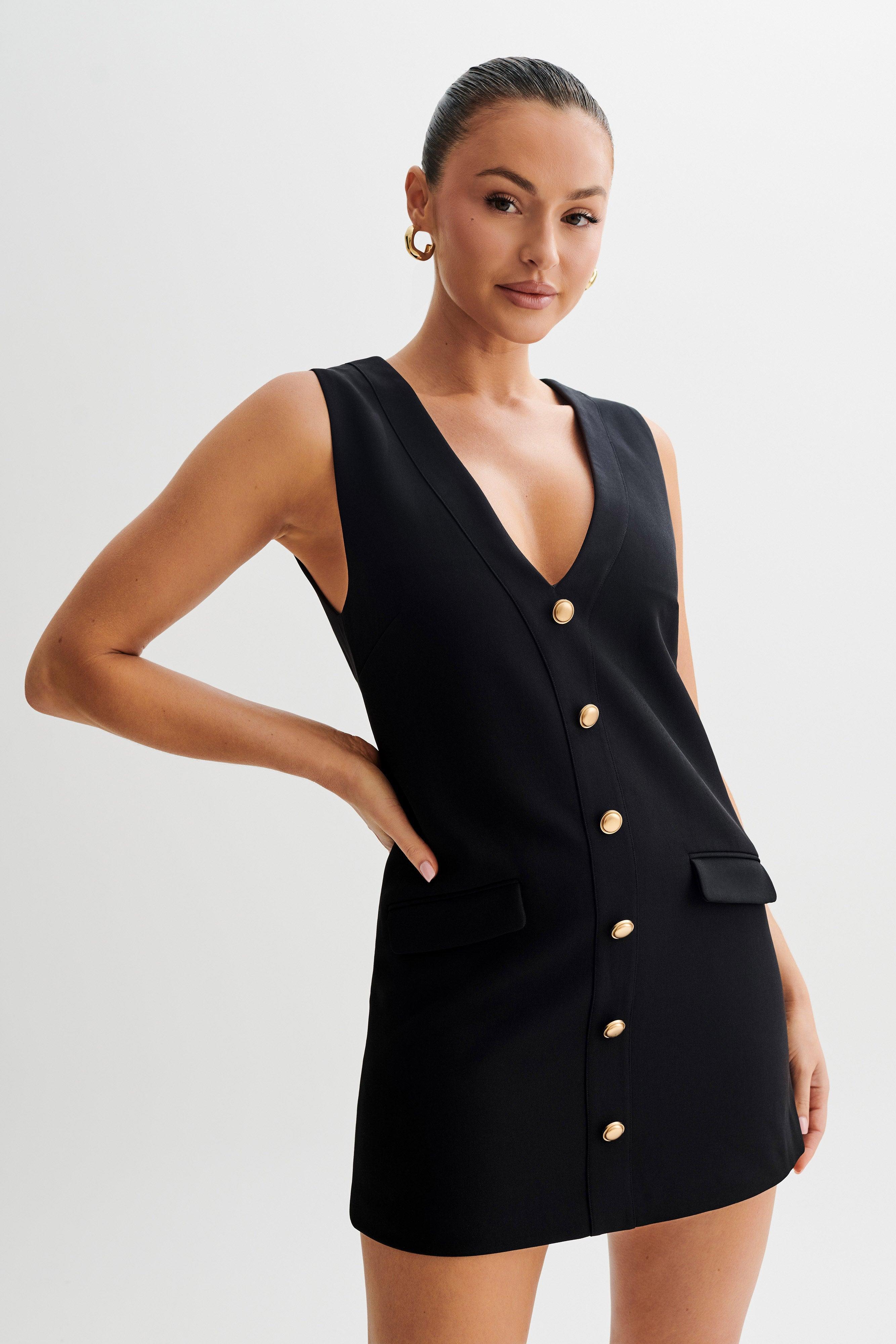 Florentina Sleeveless Suiting Mini Dress - Black Product Image