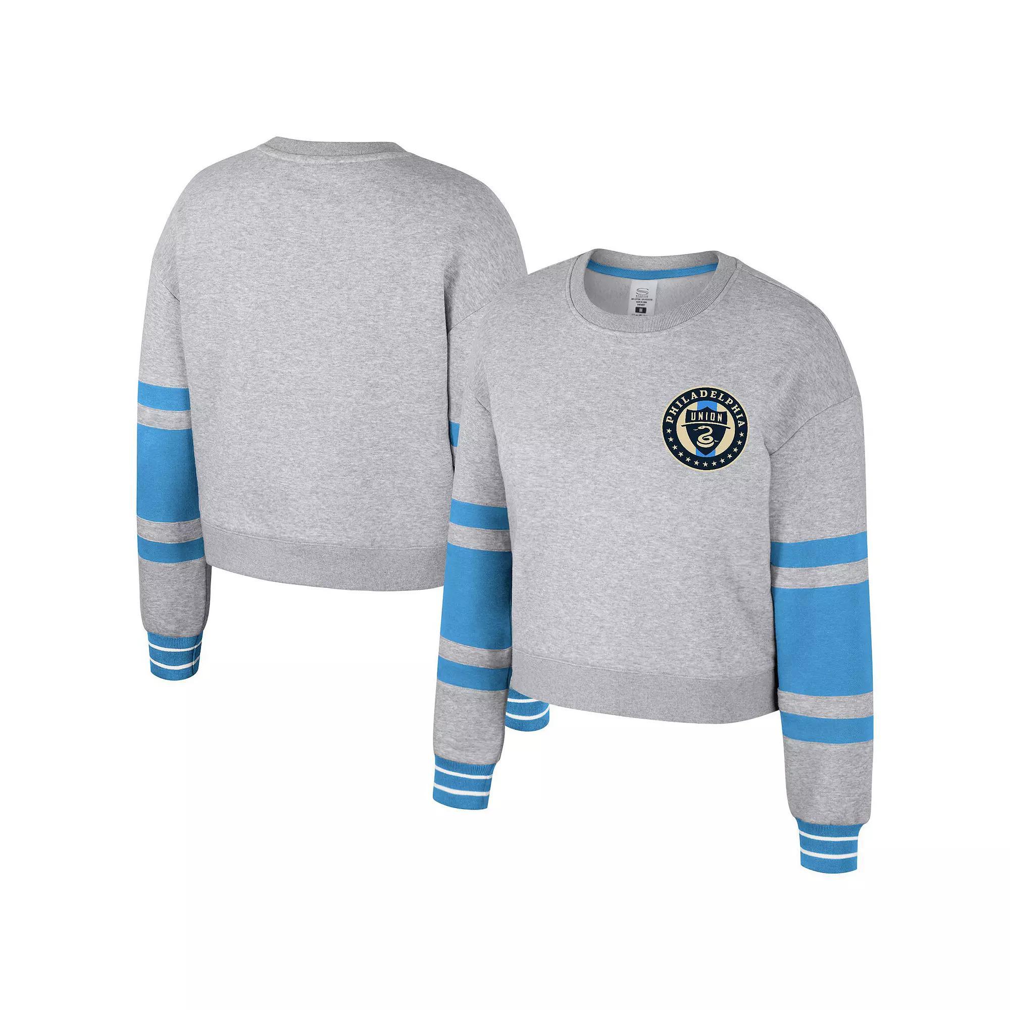 Women's Stadium Essentials Heather Gray Philadelphia Union Scrimmage Cropped Pullover Sweatshirt,  Product Image