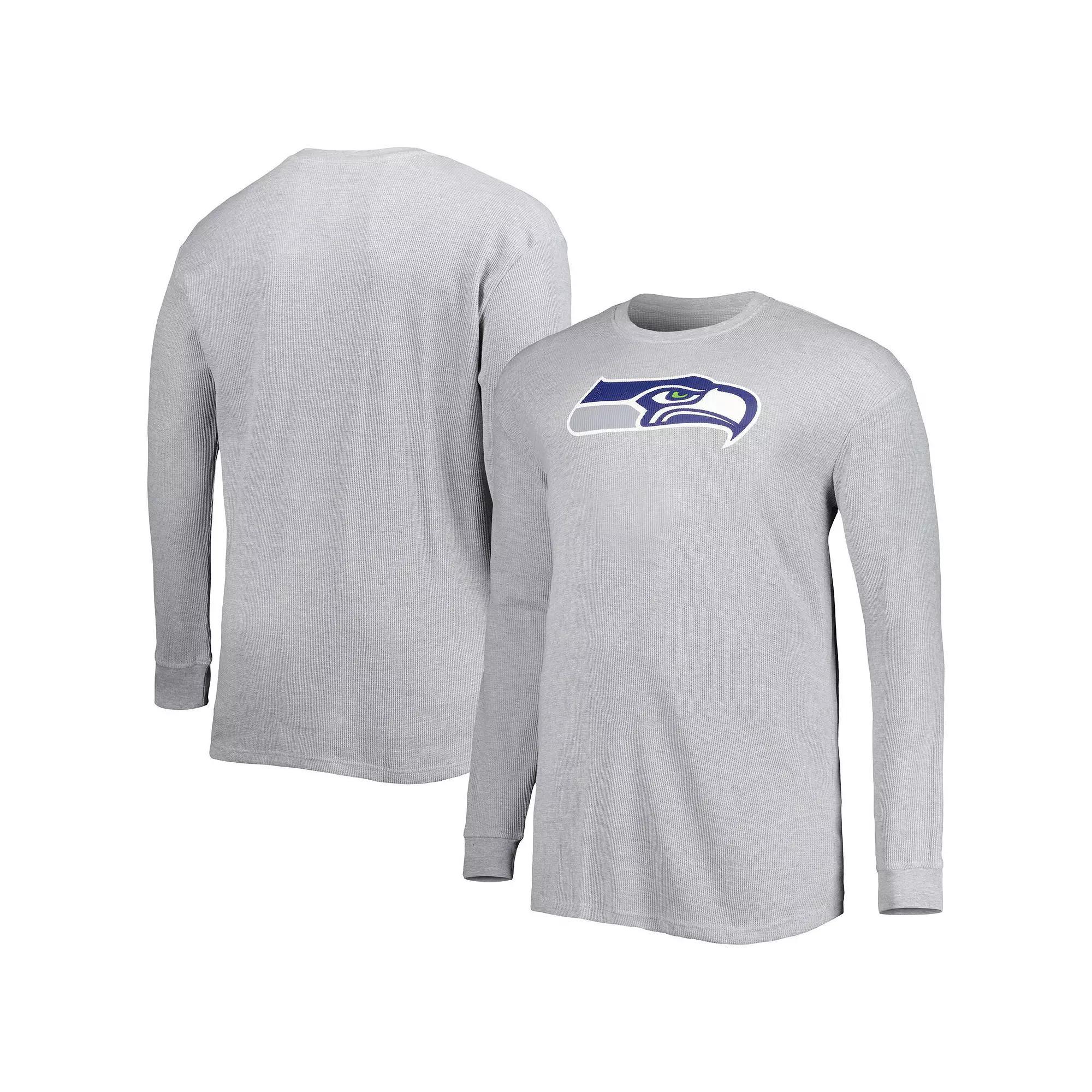 Men's Heather Gray Seattle Seahawks Big & Tall Waffle-Knit Thermal Long Sleeve T-Shirt, Size: 2XB, Grey Product Image