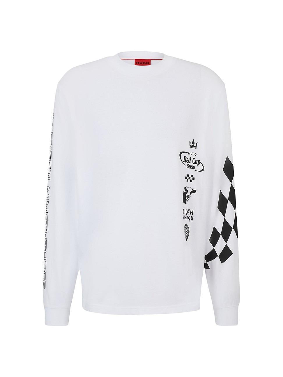 Mens Cotton-Jersey T-Shirt with Racing-inspired Prints Product Image