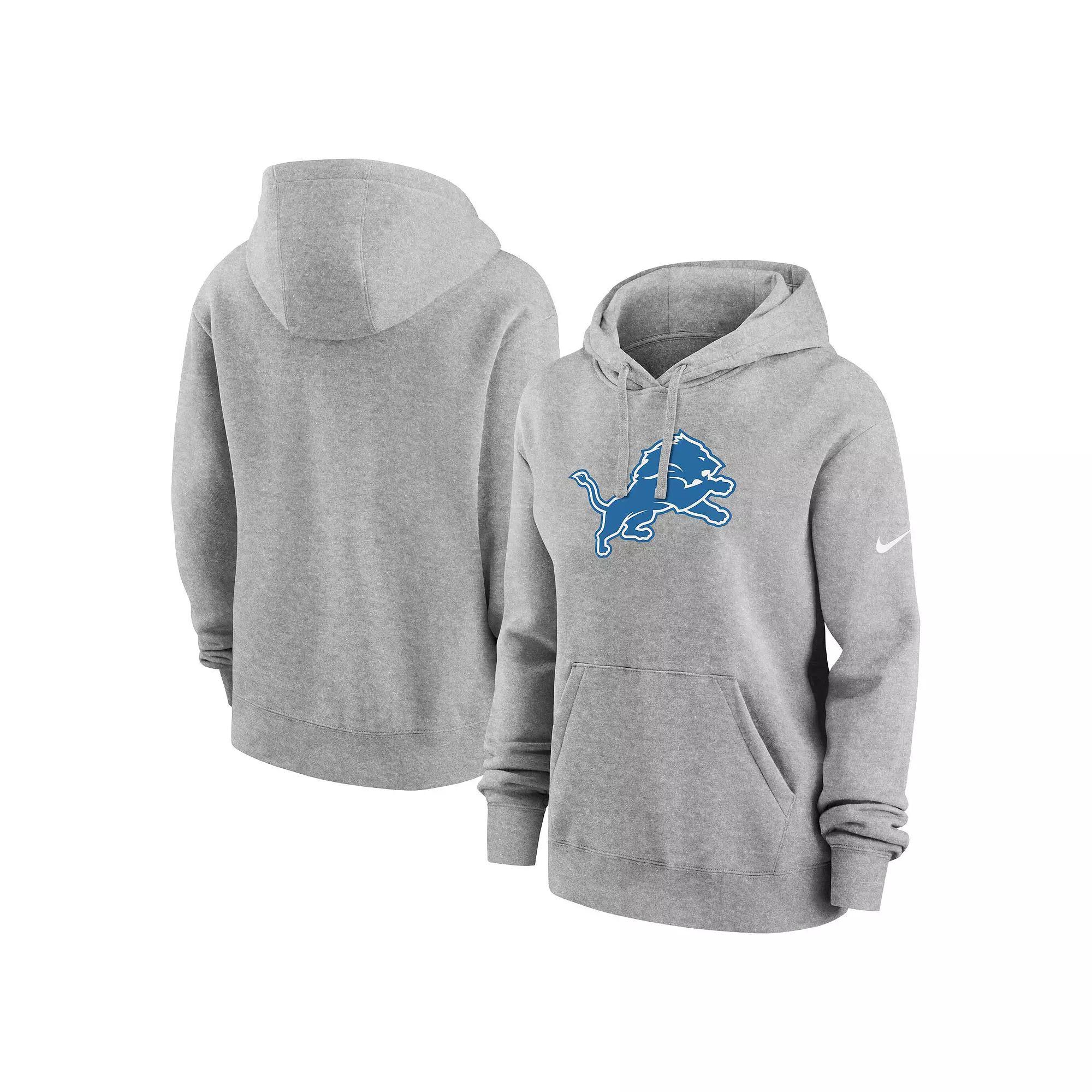 Women's Nike Heather Gray Detroit Lions Club Fleece Pullover Hoodie,  Product Image