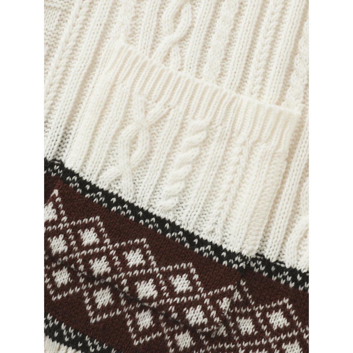 Plus Size Cable Knit Pockets Collared Cardigan Ivory Women Casual Loose Long Sleeve Everyday Cardigans BloomChic 28/5X Product Image