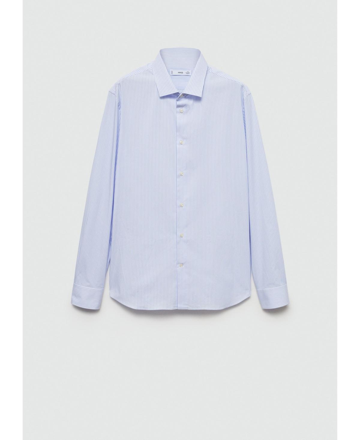 Slim fit fine-striped cotton shirt - Men | MANGO USA Product Image