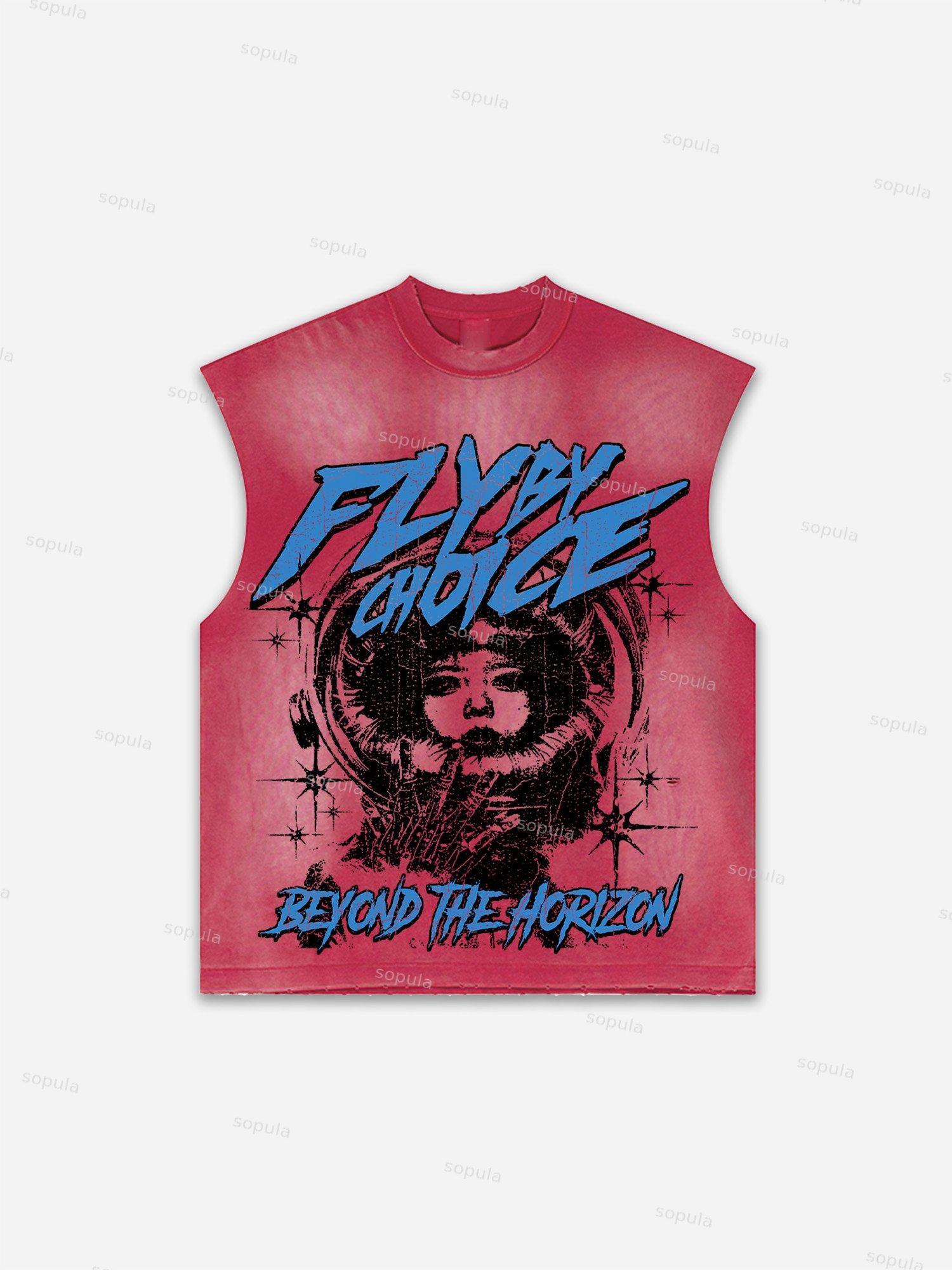 Fly By Choice Print Distressed Tank Top Product Image