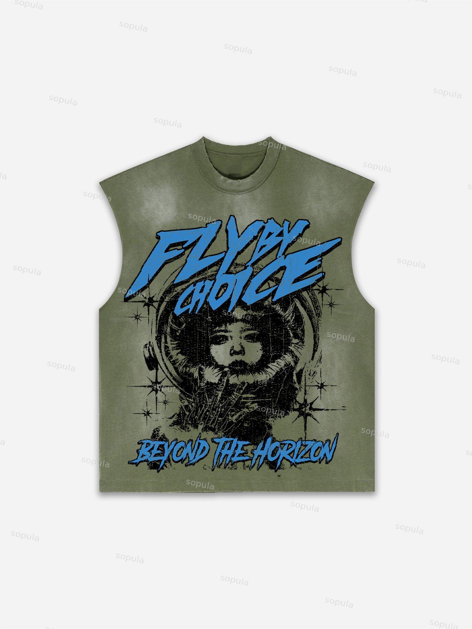 Fly By Choice Print Distressed Tank Top Product Image